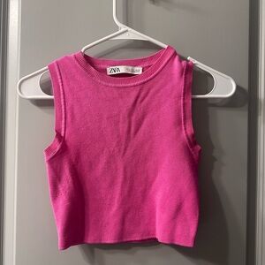 Zara Pink Tank Top Sleeveless Knit Crop